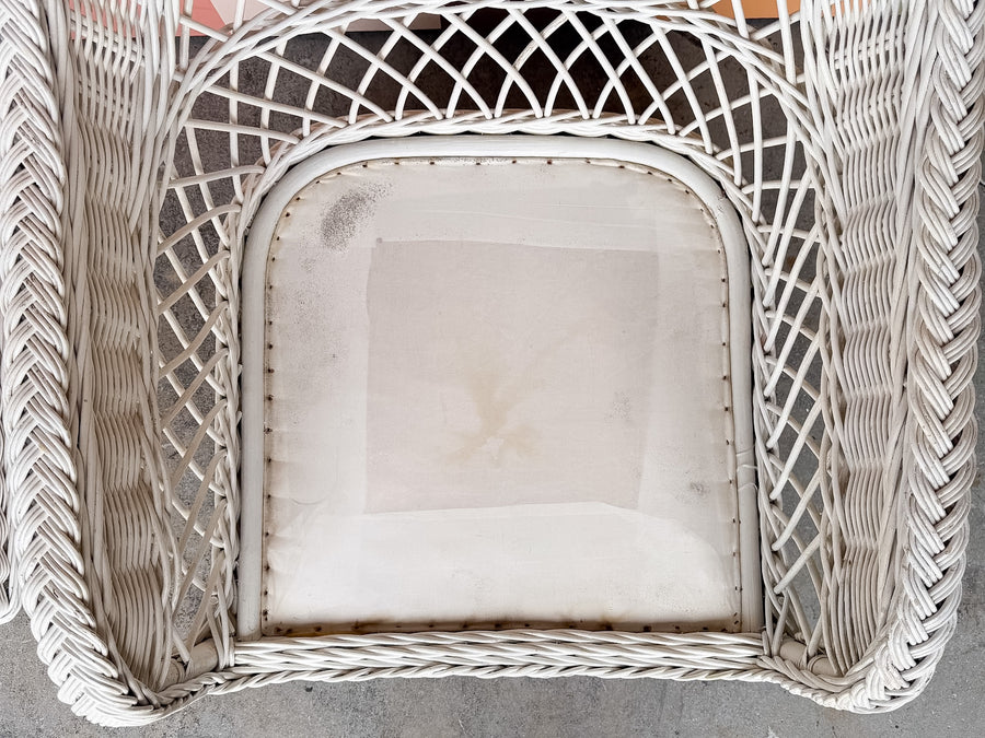 Pair of Braided Rattan Lounge Chairs