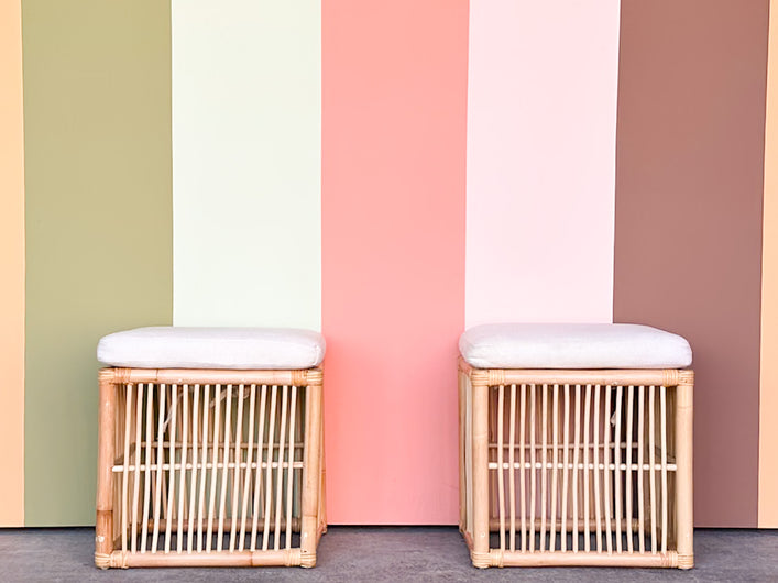 Pair of Rattan Ottomans