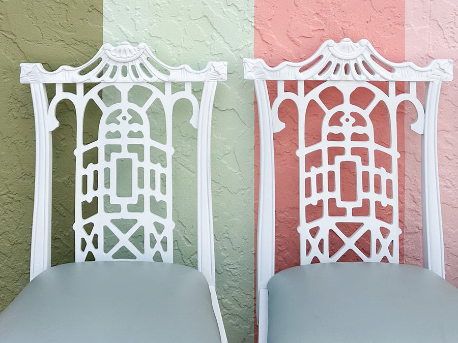 Set of Eight Fretwork Pagoda Dining Chairs