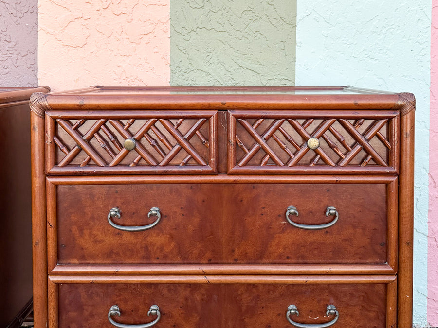 Pair of Brown Jordan Oversized Rattan Nightstands