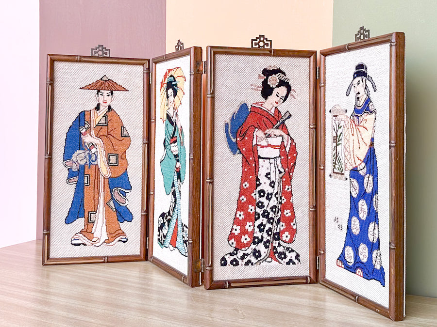 Geisha Needlepoint Folding Art