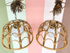 Pair of Rattan Pendants with Murano Glass