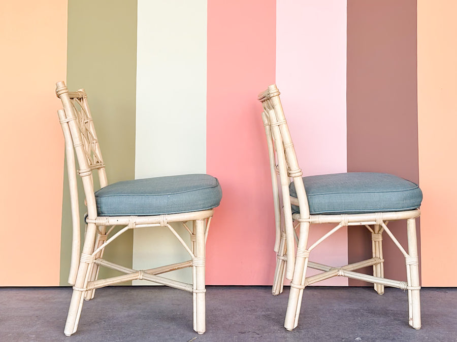 Set of Five Ficks Reed Rattan Dining Chairs