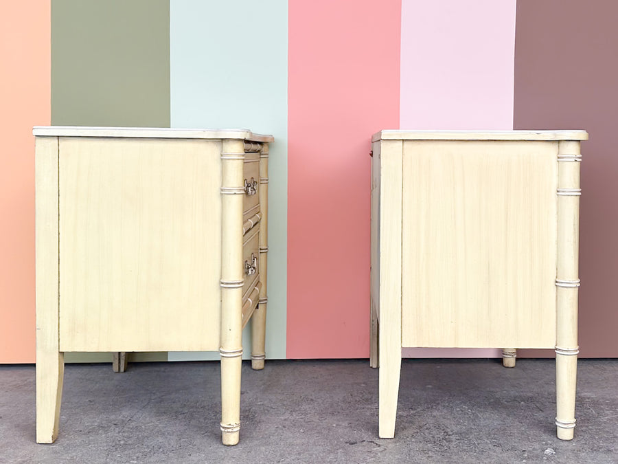 Pair of Henry Link Faux Bamboo Nightstands