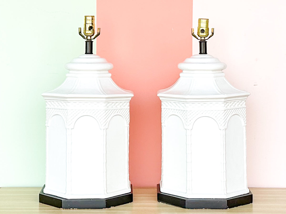 Pair of Ceramic Pagoda Lamps