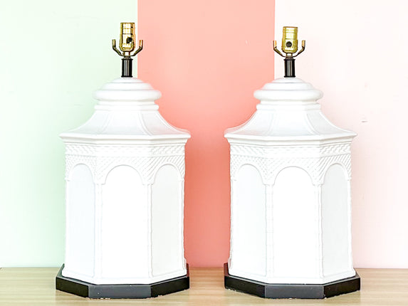 Pair of Ceramic Pagoda Lamps