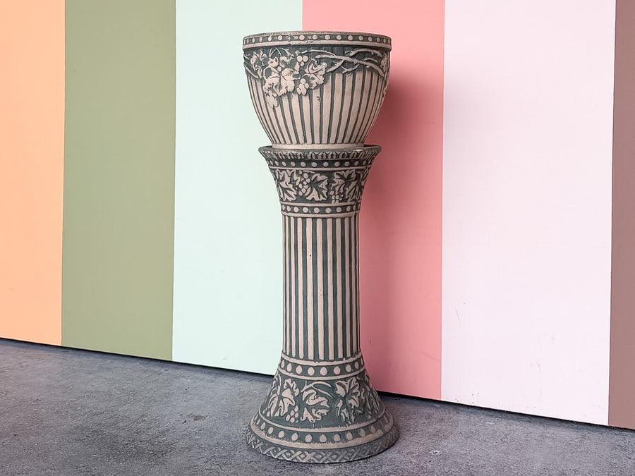 Pretty Teal Cachepot and Pedestal