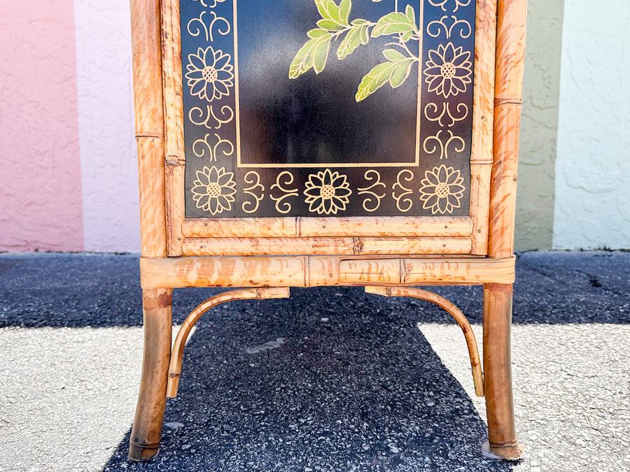 Hand Painted Tortoiseshell Rattan Credenza