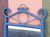 Painted Cornflower Blue Fiddlehead Rattan Mirror