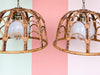 Pair of Rattan Pendants with Murano Glass