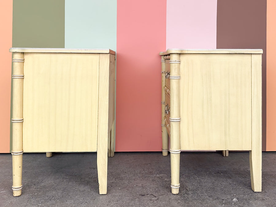 Pair of Henry Link Faux Bamboo Nightstands