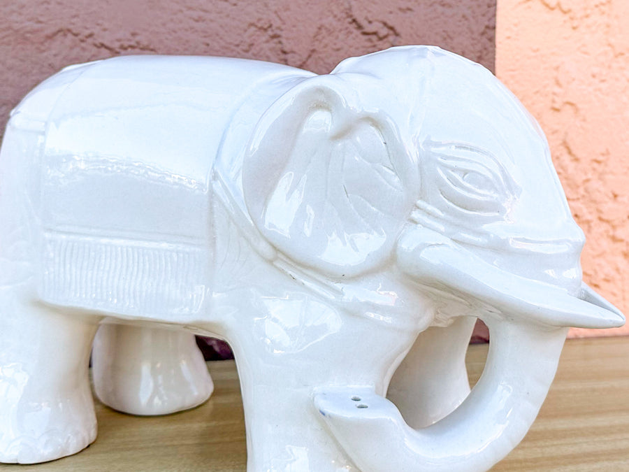 White Ceramic Elephant