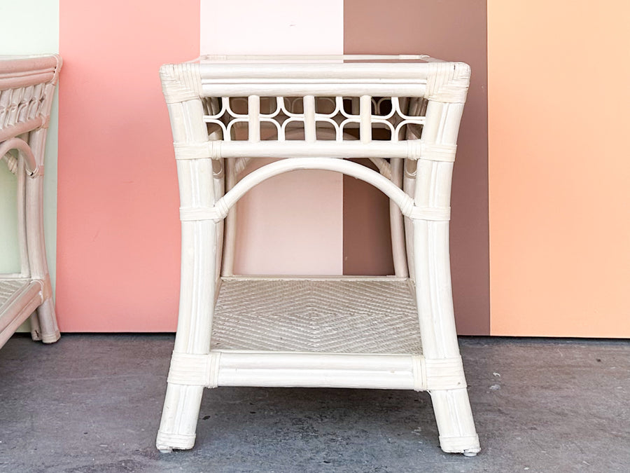 Pair of Coastal Rattan Side Tables