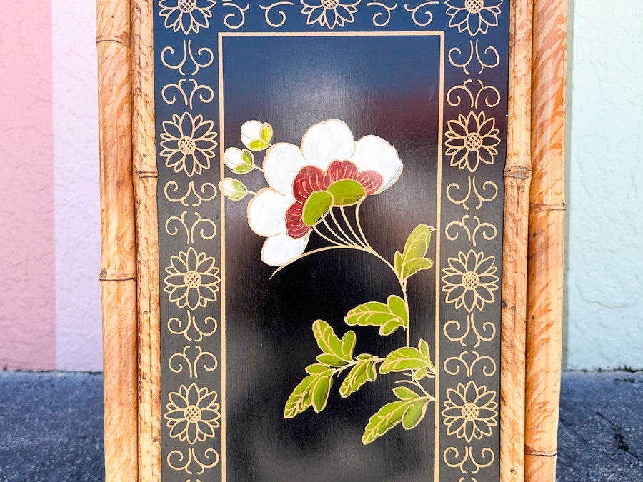 Hand Painted Tortoiseshell Rattan Credenza