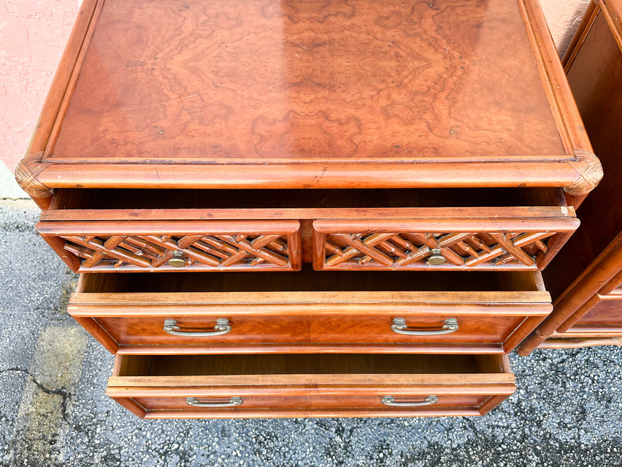 Pair of Brown Jordan Oversized Rattan Nightstands