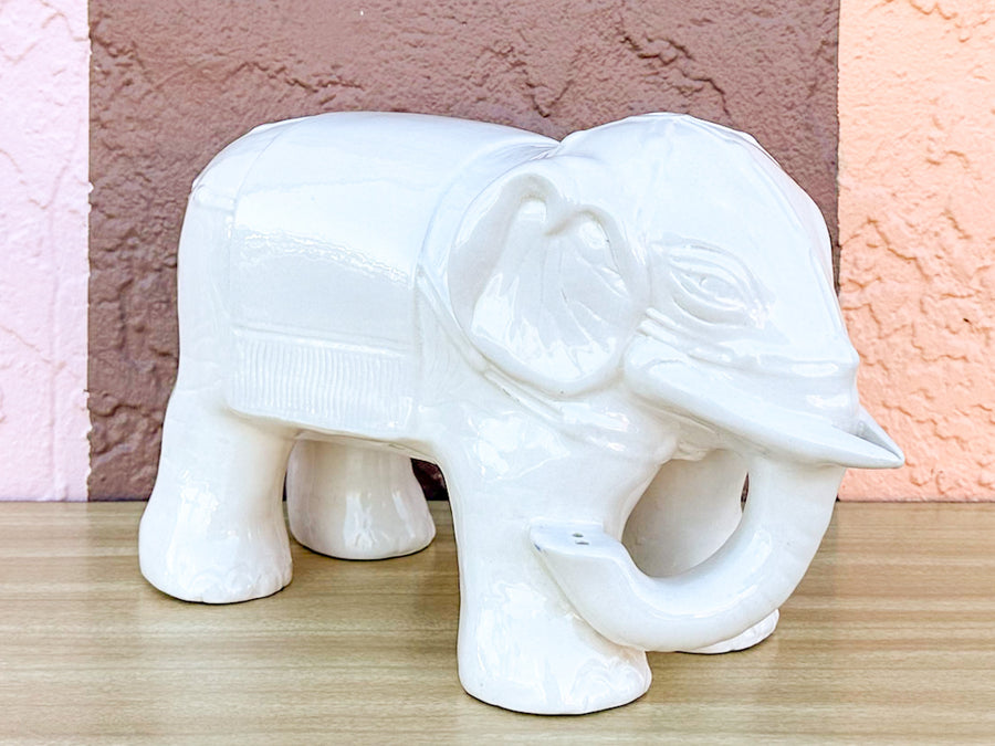 White Ceramic Elephant