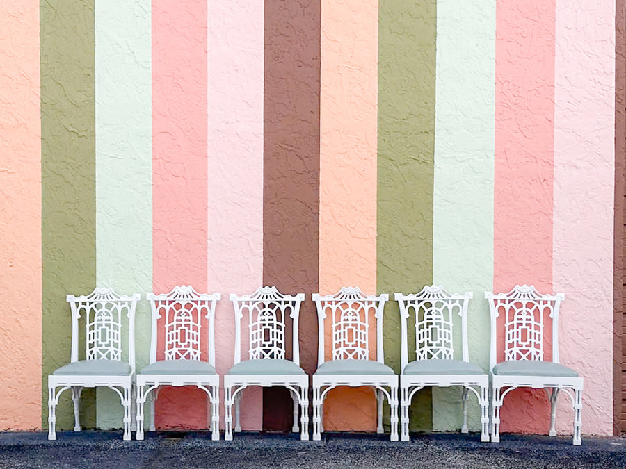 Set of Eight Fretwork Pagoda Dining Chairs