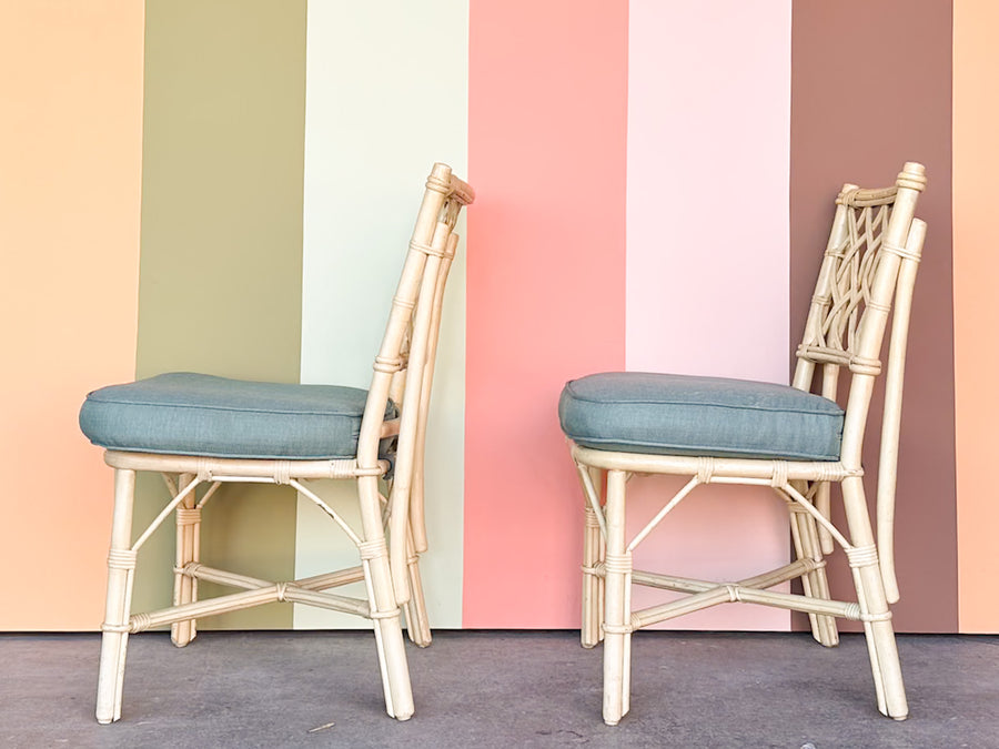Set of Five Ficks Reed Rattan Dining Chairs