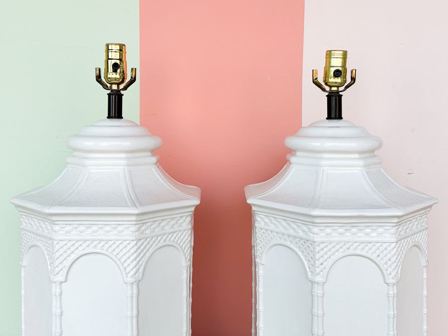 Pair of Ceramic Pagoda Lamps
