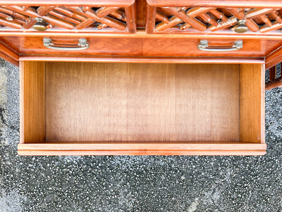 Pair of Brown Jordan Oversized Rattan Nightstands