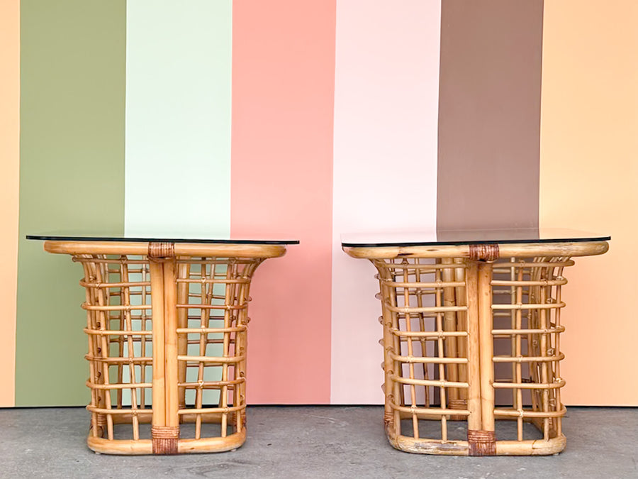 Pair of Island Chic Rattan Side Tables