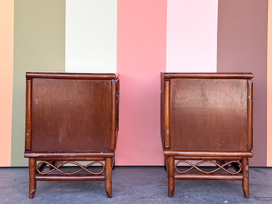 Pair of Handsome Rattan Nightstands