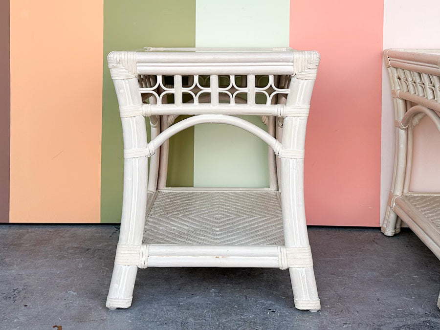 Pair of Coastal Rattan Side Tables