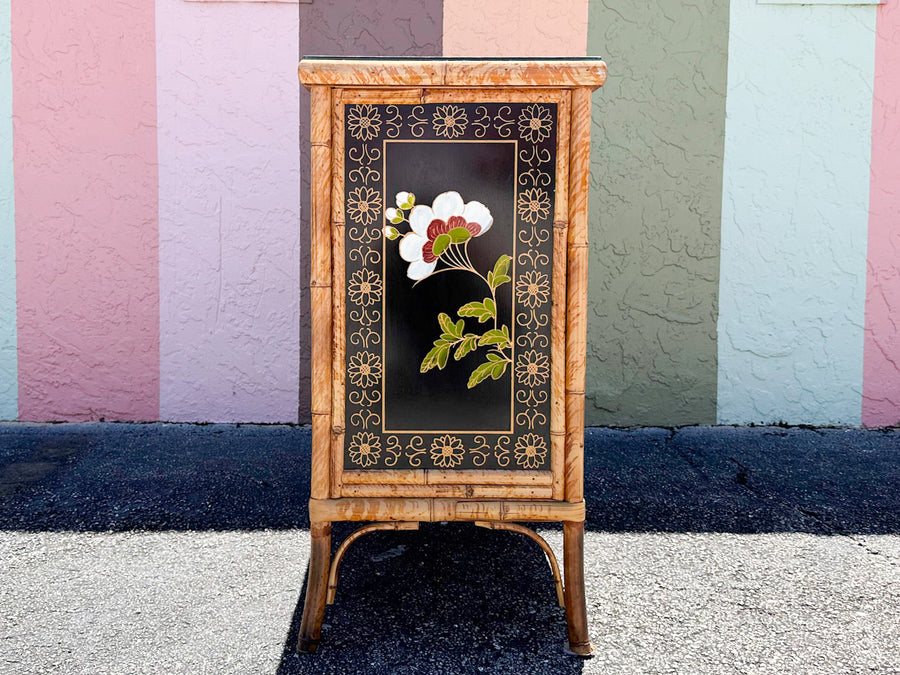 Hand Painted Tortoiseshell Rattan Credenza