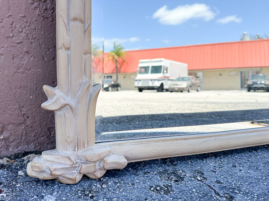 Elegant Carved Asparagus and Flower Mirror