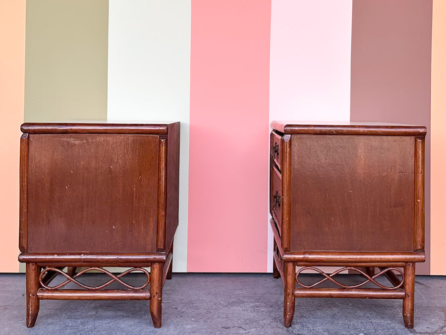 Pair of Handsome Rattan Nightstands