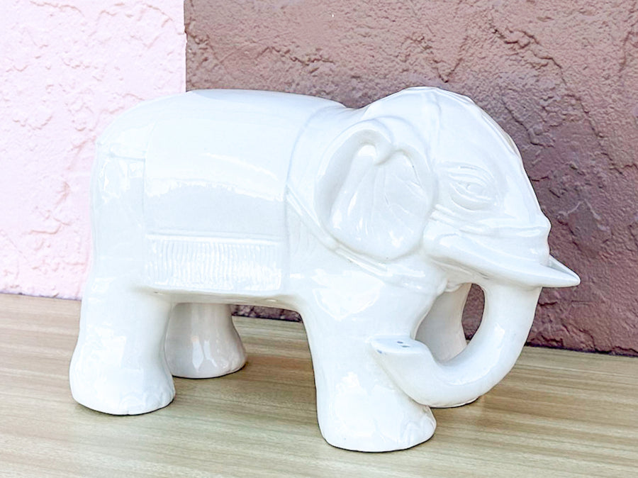 White Ceramic Elephant