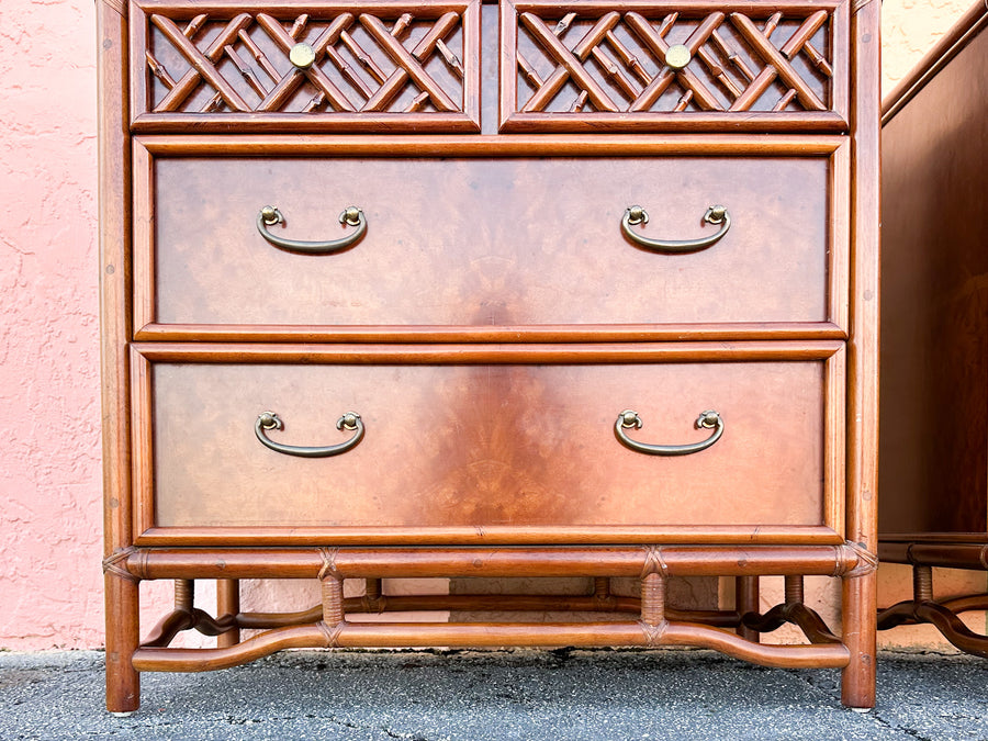 Pair of Brown Jordan Oversized Rattan Nightstands