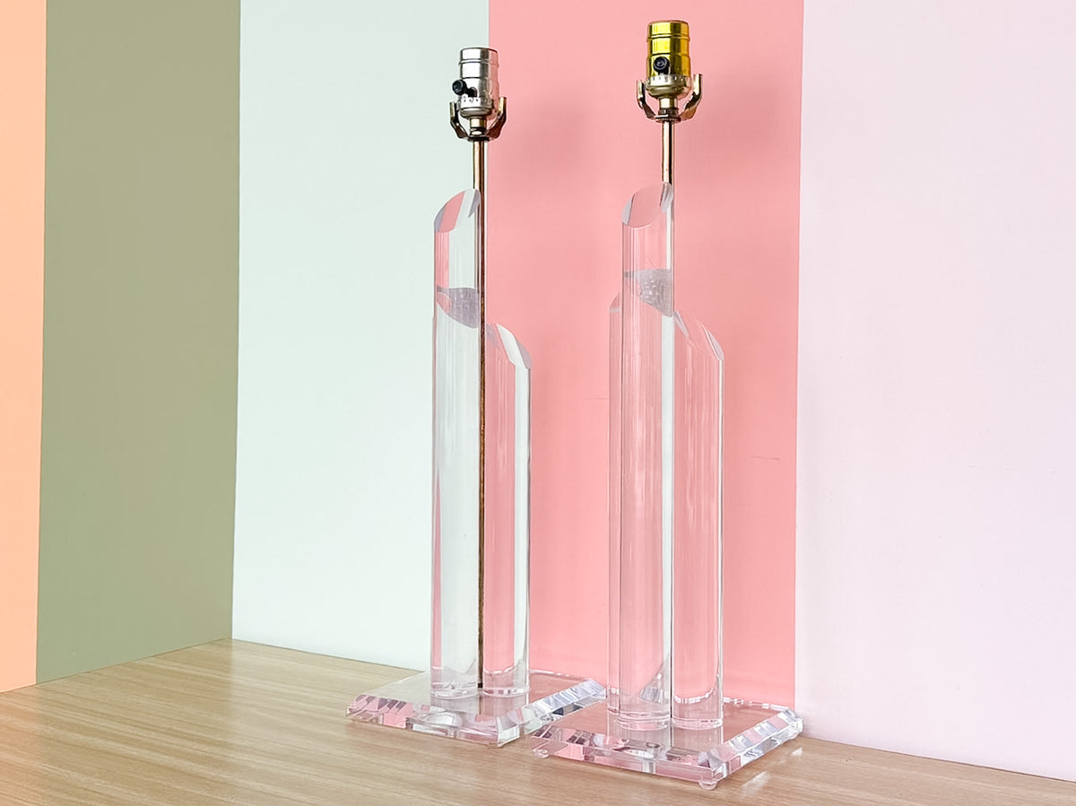 Pair of MCM Lucite Lamps