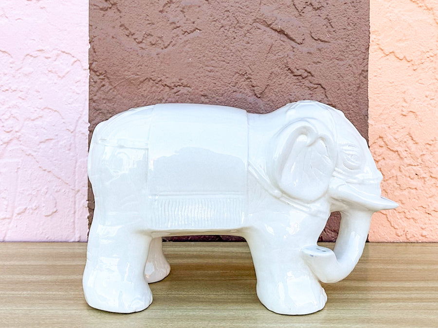 White Ceramic Elephant