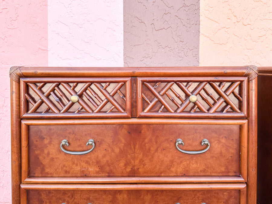 Pair of Brown Jordan Oversized Rattan Nightstands