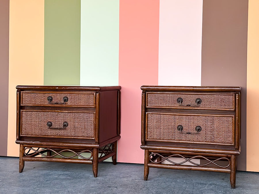 Pair of Handsome Rattan Nightstands
