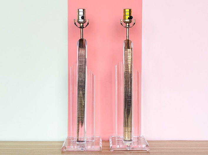 Pair of MCM Lucite Lamps