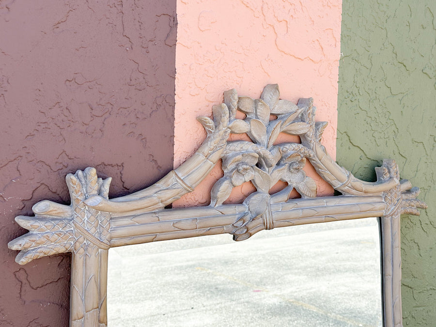 Elegant Carved Asparagus and Flower Mirror