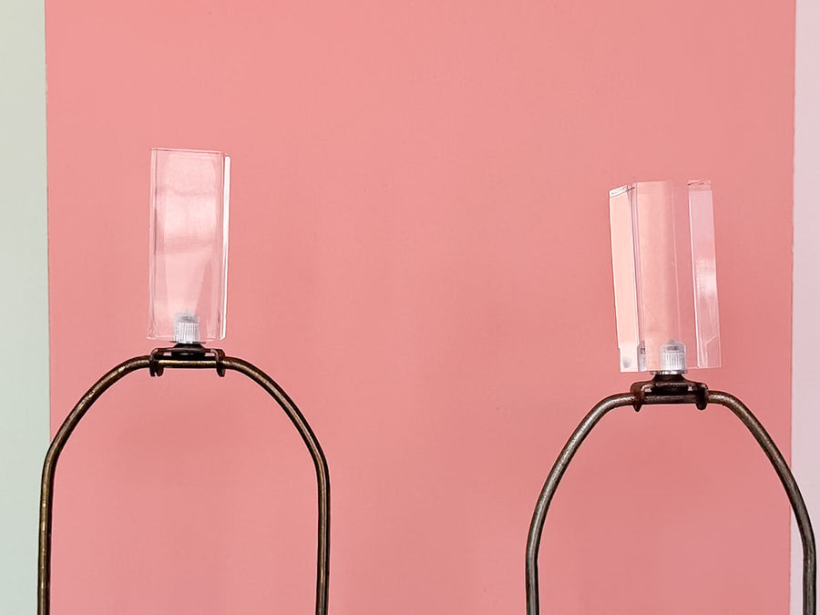 Pair of MCM Lucite Lamps