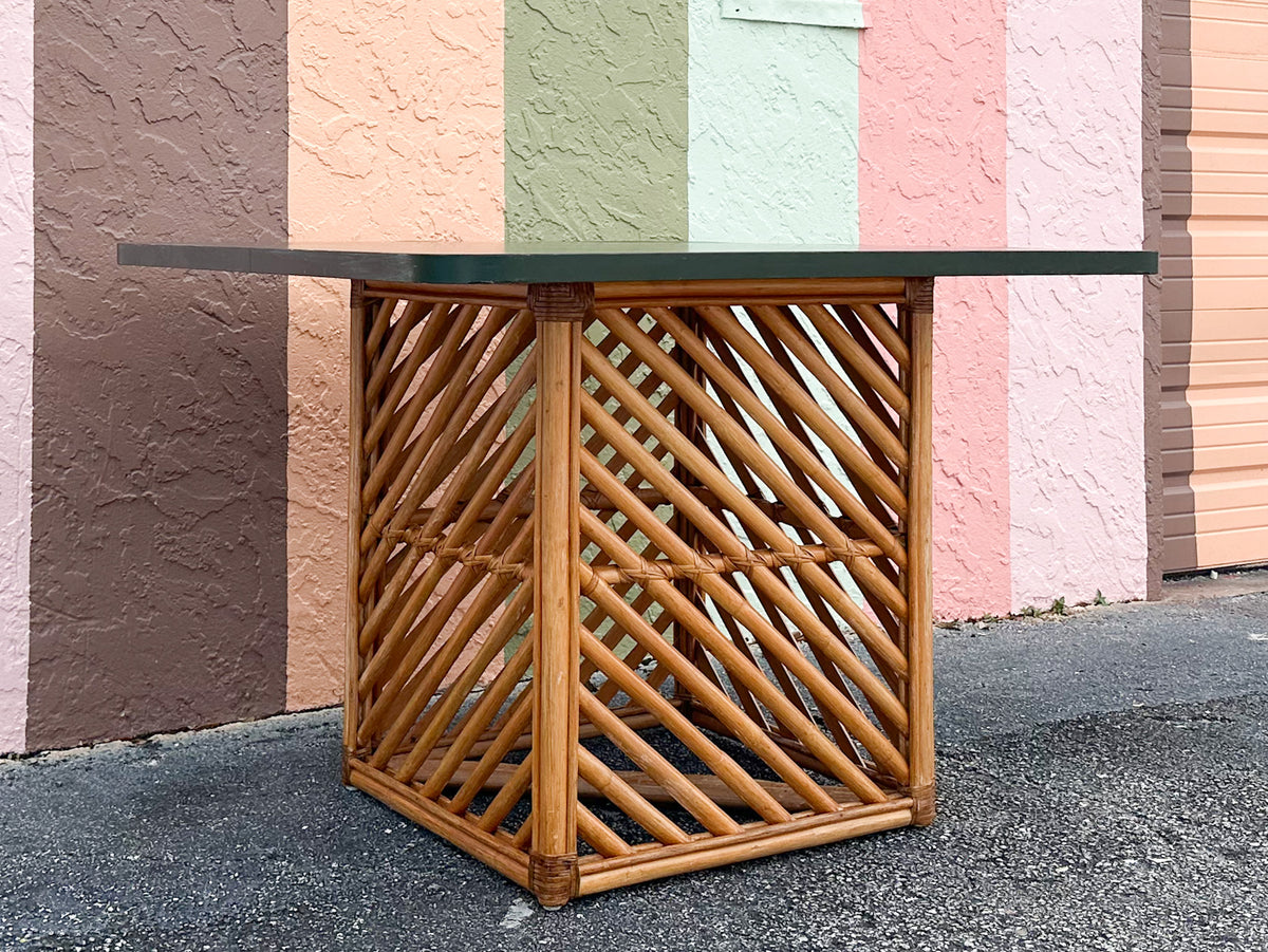 Old Florida Rattan Game Table