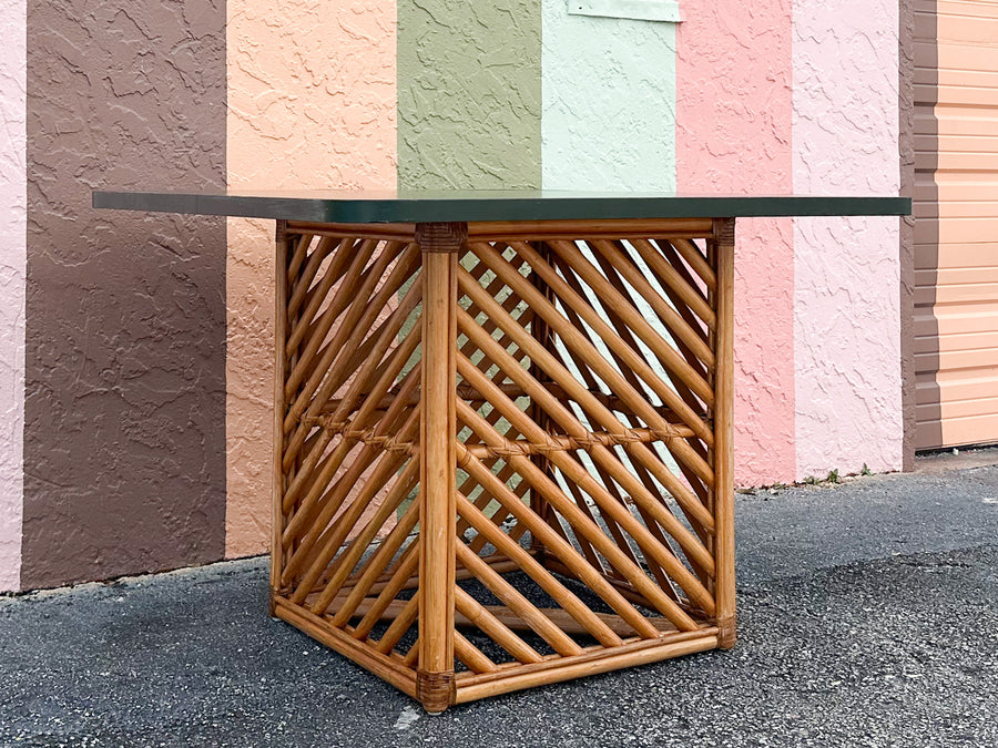 Old Florida Rattan Game Table