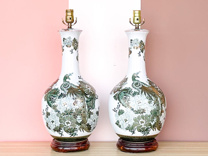 Pair of Peacock Regency Style Lamps