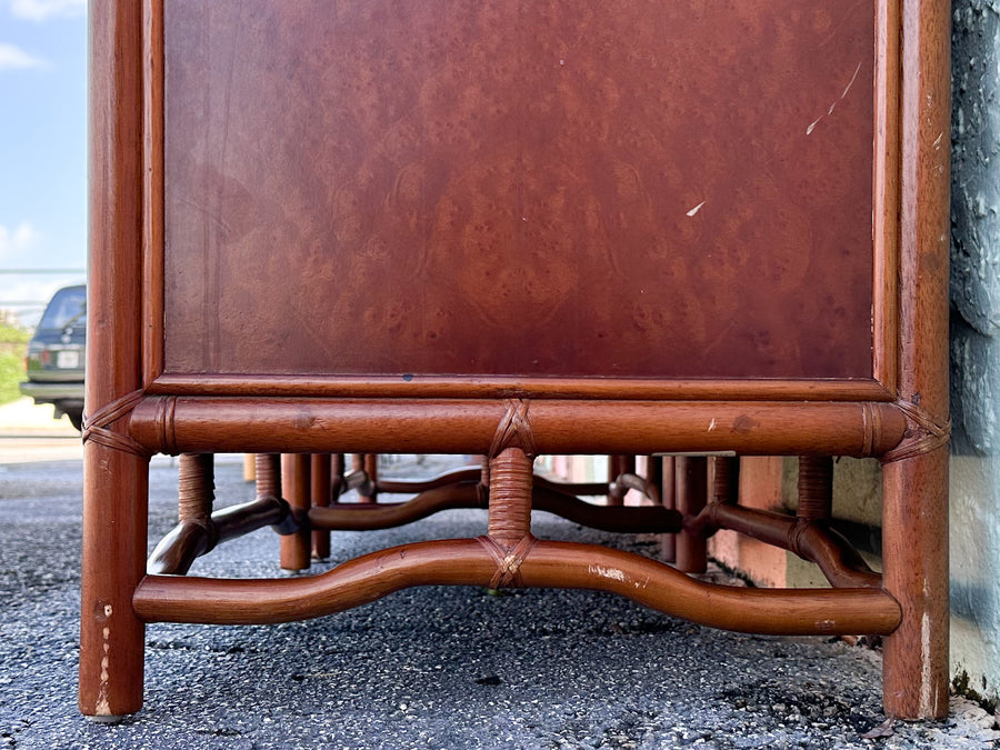 Pair of Brown Jordan Oversized Rattan Nightstands
