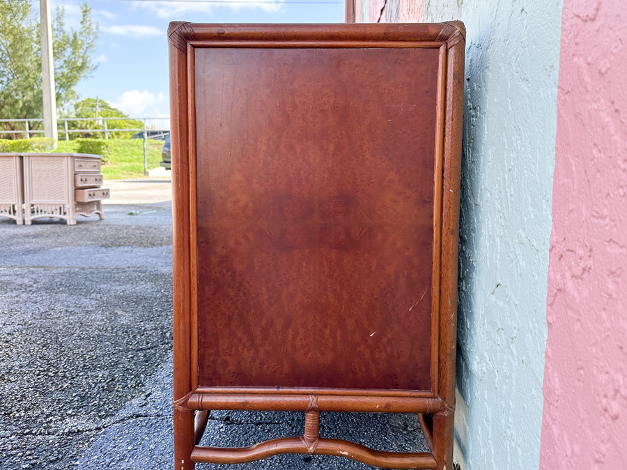 Pair of Brown Jordan Oversized Rattan Nightstands