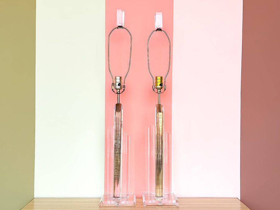 Pair of MCM Lucite Lamps