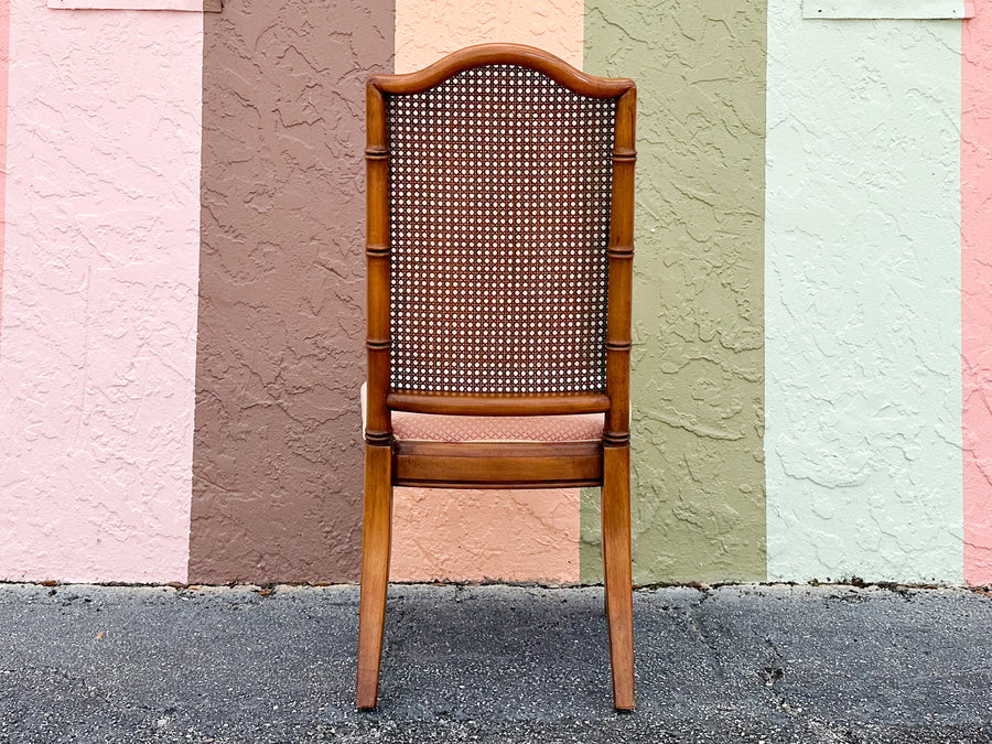 Set of Six Handsome Faux Bamboo and Cane Dining Chairs