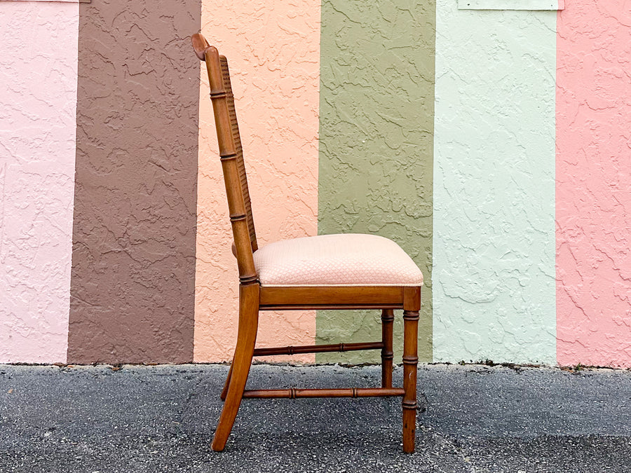 Set of Six Handsome Faux Bamboo and Cane Dining Chairs