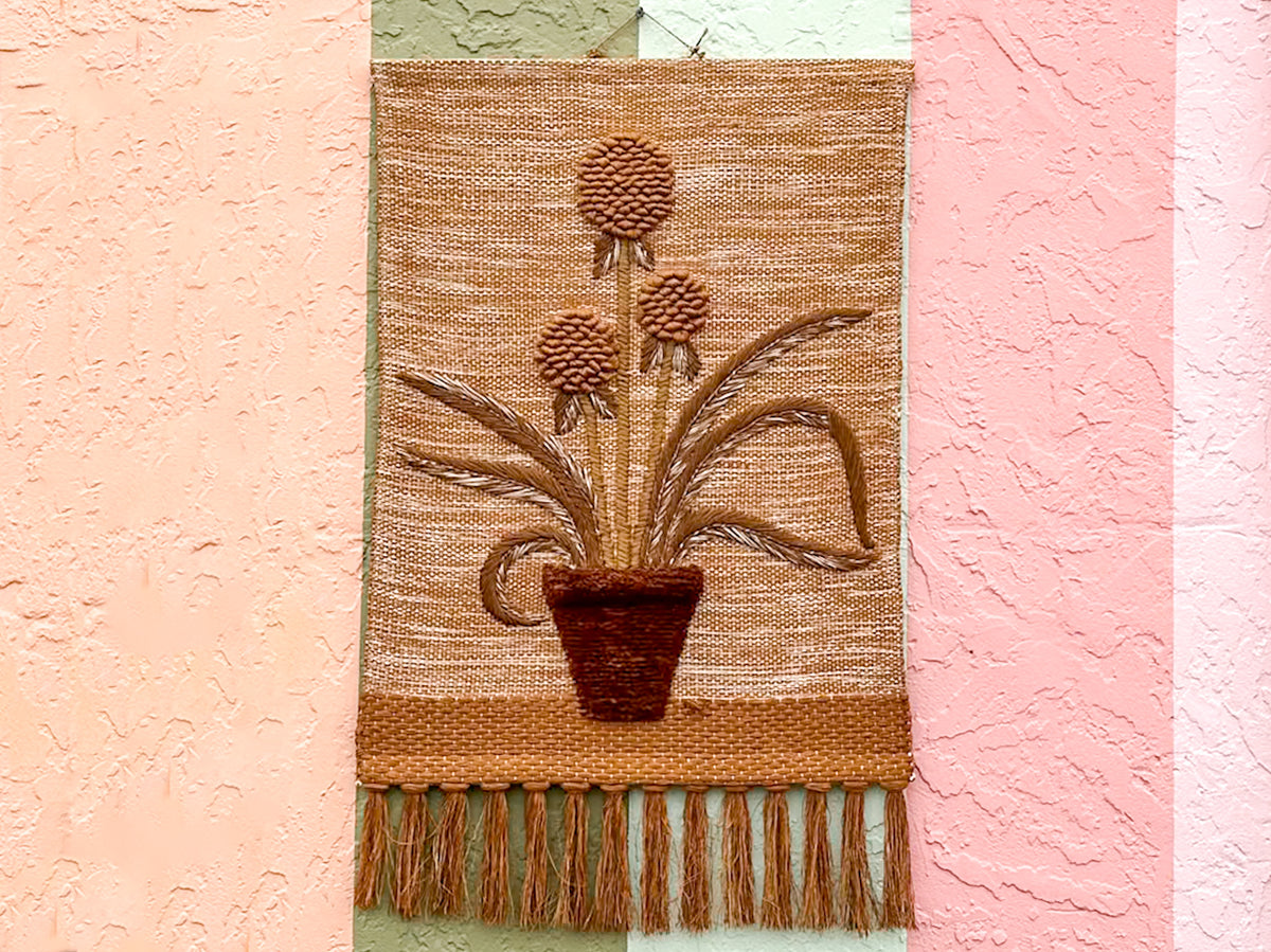 So 70's Woven Flower Wall Hanging