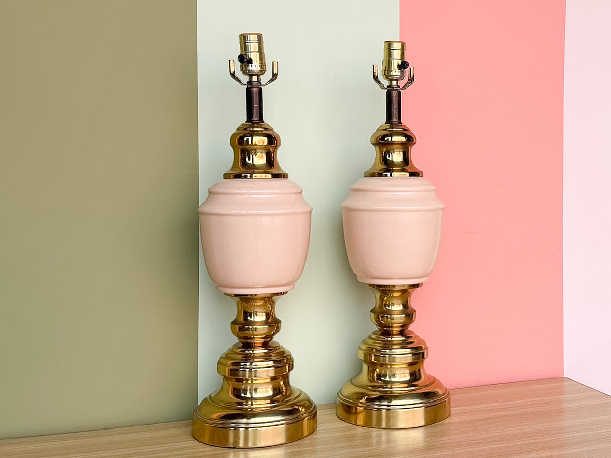 Pair of Blush Brass Lamps