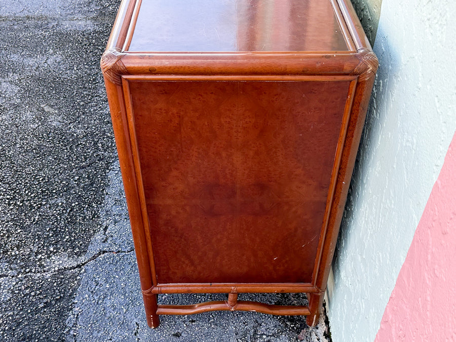 Pair of Brown Jordan Oversized Rattan Nightstands